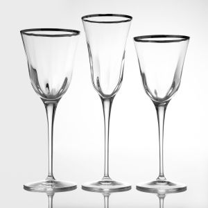 кристални чаши за вино 2 бр. JULIA OPTIC SILVER RIM - Made in Italy