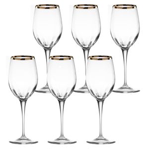 Кристални чаши за вино 6 бр.  MONALISA OPTIC GOLD RIM - Made in Italy