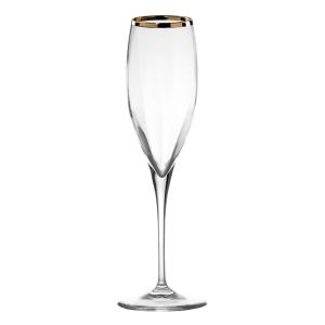кристални чаши за шампанско 2 бр. MONALISA OPTIC GOLD RIM - Made in Italy