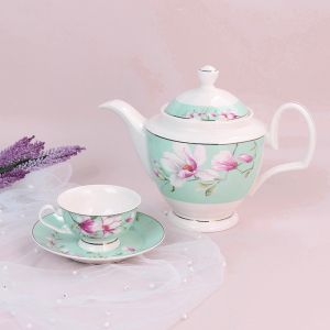 Комплект за чай 14 ч. + БОНУС 2 десертни чинии TIFFANY BLUE MAGNOLIA