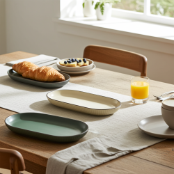 керамично овално плато за сервиране 31 см Nordic Green, Beige, Gray