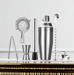 комплект за коктейли с метален шейкър 750 мл 10 части Morello Silver