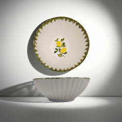 Купа за салати, плодове, 23 см, декор лимони и зелен кант