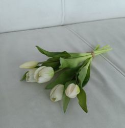 Букет от бели силиконови лалета Morello за интериорна декорация