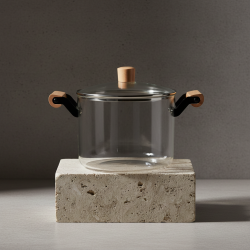 Семейна стъклена тенджера Morello Crystal – 4.5 литра, XL Боросиликатно стъкло с премиум дървени дръжки