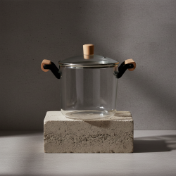 Стъклена тенджера Morello Crystal 5.5 литра от боросиликатно стъкло с дървени дръжки