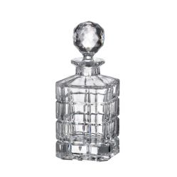 Луксозна кристална гарафа за уиски и алкохол Bohemia Crystal серия Timesquare 800 мл с квадратна форма и шлифована тапа