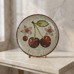 Керамична десертна чиния Morello Cherry Mosaic 19 см с плодов мотив и ефект на мозайка от онлайн магазин liv.bg