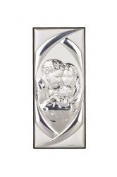 Икона 14,5 х 5,5 см Светото семейство със сребърно покритие 