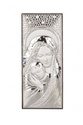 Икона 15 х 6 см Богородица и Младенеца със сребърно покритие 