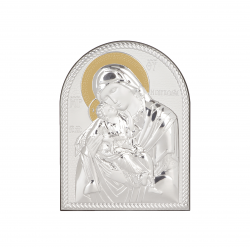 икона 17.5 х 12 Богородица и Младенеца със сребърно и златно покритие
