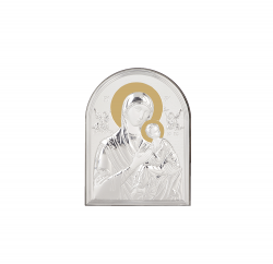 икона 10 х 7 Богородица и Младенеца със сребърно покритие