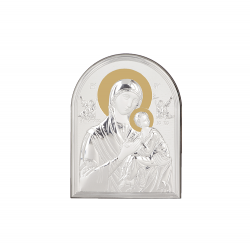 икона 13.5 х 10 Богородица и Младенеца със сребърно покритие