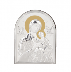 икона25 х 19 Богородица и Младенеца със сребърно и златно покритие