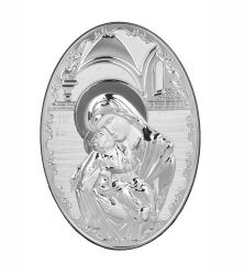 икона 29 х 20 см Св. Богородица и Младенеца със сребърно покритие