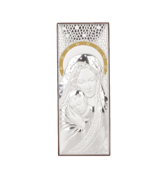 икона 19 х 7 Св. Богородица и Младенеца със сребърно и златно покритие