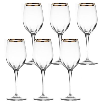 кристални чаши за вино 6 бр. MONALISA OPTIC GOLD RIM - Made in Italy
