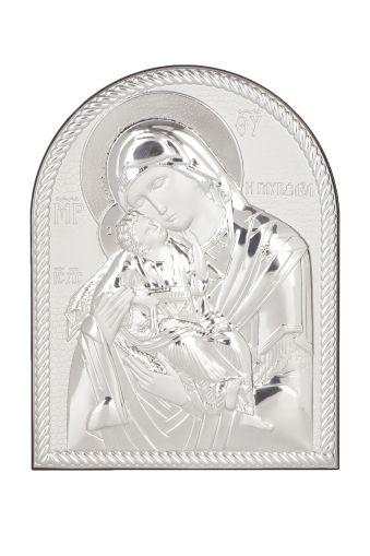 икона 13,5 Х 10 Св. Богородица и Младенеца със сребърно покритие