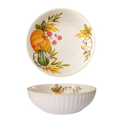 керамична купа за салата и плодове 22,7 см 1500 мл Natasha с декор тикви