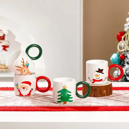 коледна чаша 250 мл Дядо Коледа, Елха, Снежен Човек, Елен 