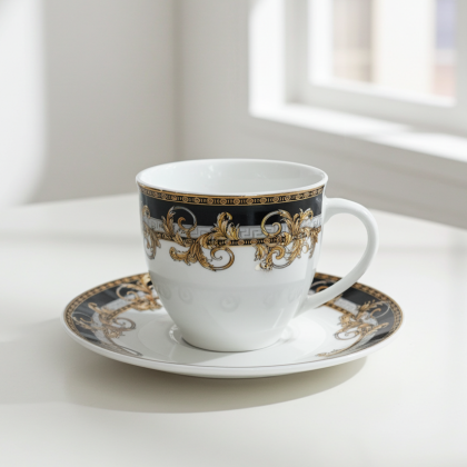 чаши за кафе или чай 6 бр. с чинийки 6 бр. Black & Gold