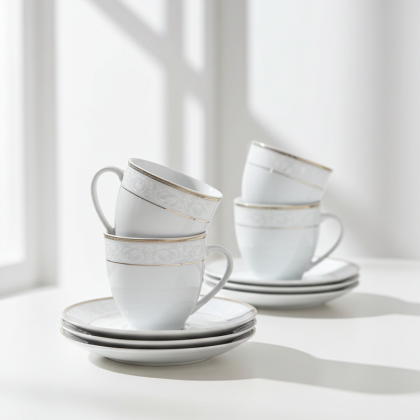 чаши за кафе или чай 6 бр. с чинийки 6 бр. Gold and Silver