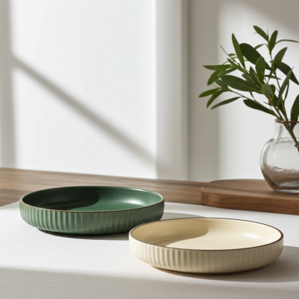 керамично плато за сервиране 20 см Nordic Green, Beige