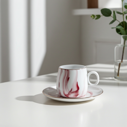 чаши за кафе 12 ч. Pink Marble