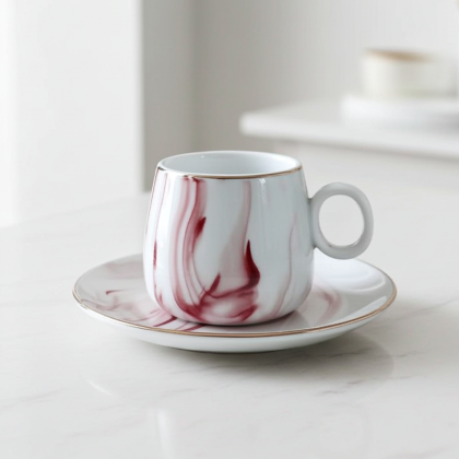 чаши за капучино или чай 12 ч. Pink Marble