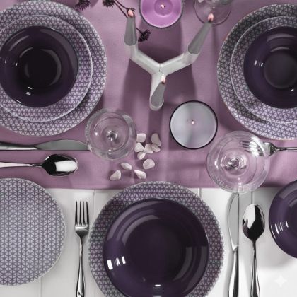 комплект за вечеря Kütahya Porcelain Purple от 33 части за 6 души