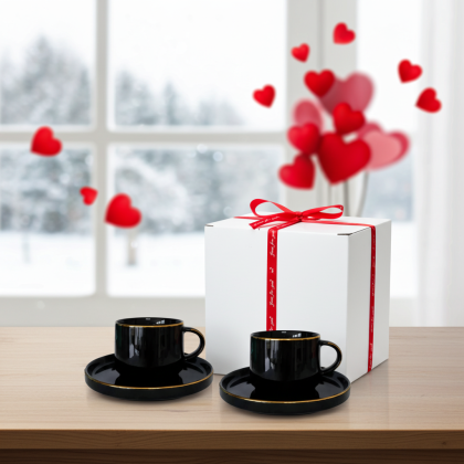 комплект за двама: 2 чаши 200 мл с 2 чинийки Modern Black