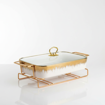 съд за печене и топло сервиране Morello White & Gold 31 см - керамика