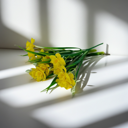 декоративен букет от жълти нарциси Morello – Real Touch усещане, 35 см