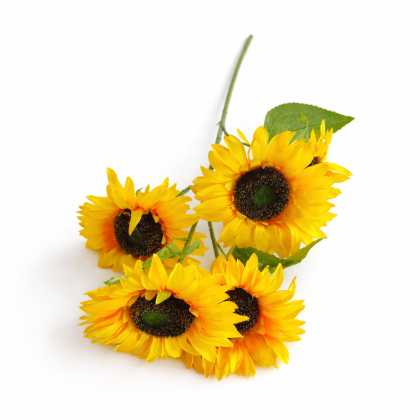 изкуствен стрък слънчоглед Morello – Елегантна композиция с 5 цвята (98 см)