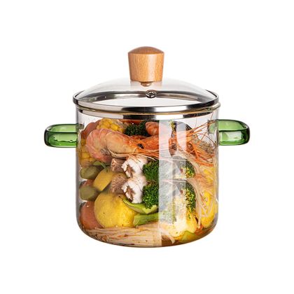 стъклена тенджера Morello – Естетика и съвършенство във всяка капка (2.3 литра) зелени дръжки