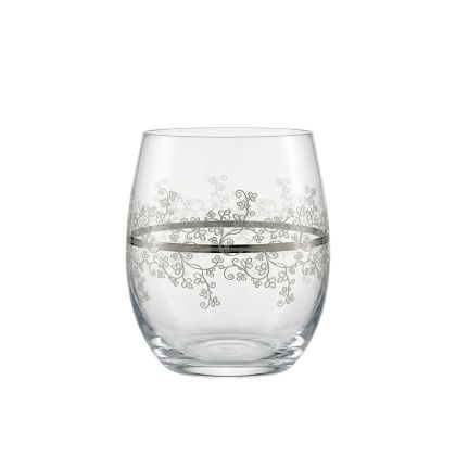 Комплект от 6 луксозни кристални чаши за уиски Bohemia Crystalex Viola Platinum с гравиран платинен кант