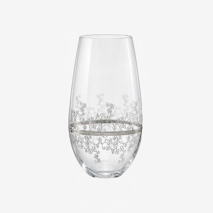 Комплект от 6 високи кристални чаши за безалкохолни напитки и коктейли Bohemia Crystalex Viola Platinum с платинен декор