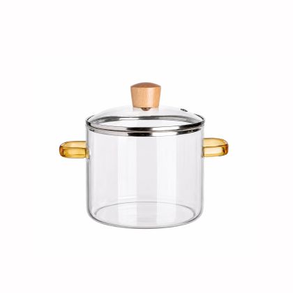 Огнеупорна стъклена тенджера Morello Amber 1.6 литра с кехлибарени дръжки