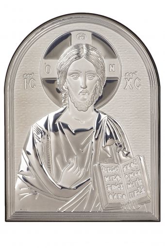 Икона 25 х 19 Исус Христос със сребърно покритие 