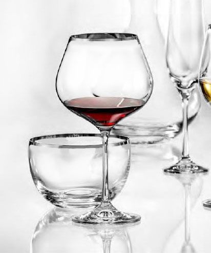 Чаши за червено вино Viola Silver Rim 