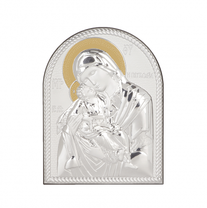 икона 25 х 19 Богородица и Младенеца със сребърно покритие