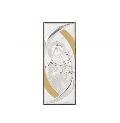 икона 14.5 х 5.5 Богородица и Младенеца със сребърно покритие