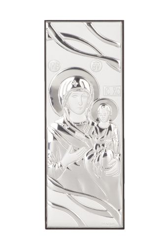 икона 29 х 11 см Св. Богородица и Младенеца със сребърно покритие