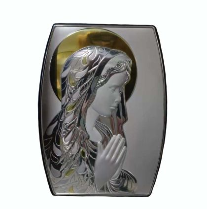 икона 23 х 17 см Св. Богородица със сребърно и златно покритие