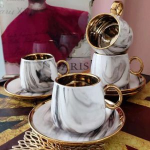 Чаши за капучино или чай 12 ч. GREY &amp; GOLD MARBLE