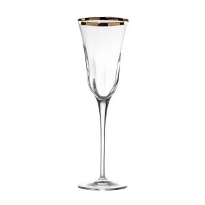 кристални чаши за шампанско 6 бр. JULIA OPTIC GOLD RIM - Made in Italy
