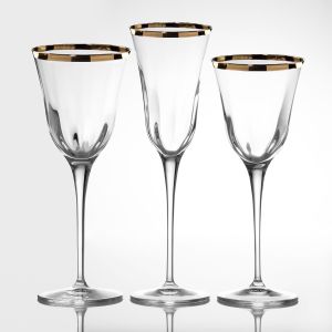 кристални чаши за шампанско 6 бр. JULIA OPTIC GOLD RIM - Made in Italy