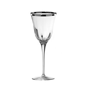кристални чаши за вино 2 бр. JULIA OPTIC SILVER RIM - Made in Italy