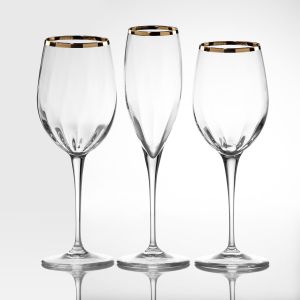 кристални чаши за вино 6 бр. MONALISA OPTIC GOLD RIM - Made in Italy