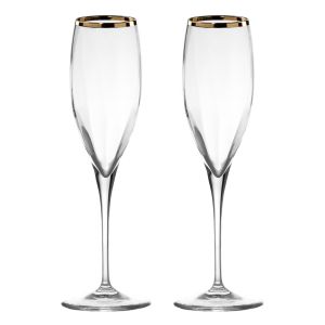 Кристални чаши за шампанско 2 бр. MONALISA OPTIC GOLD RIM - Made in Italy